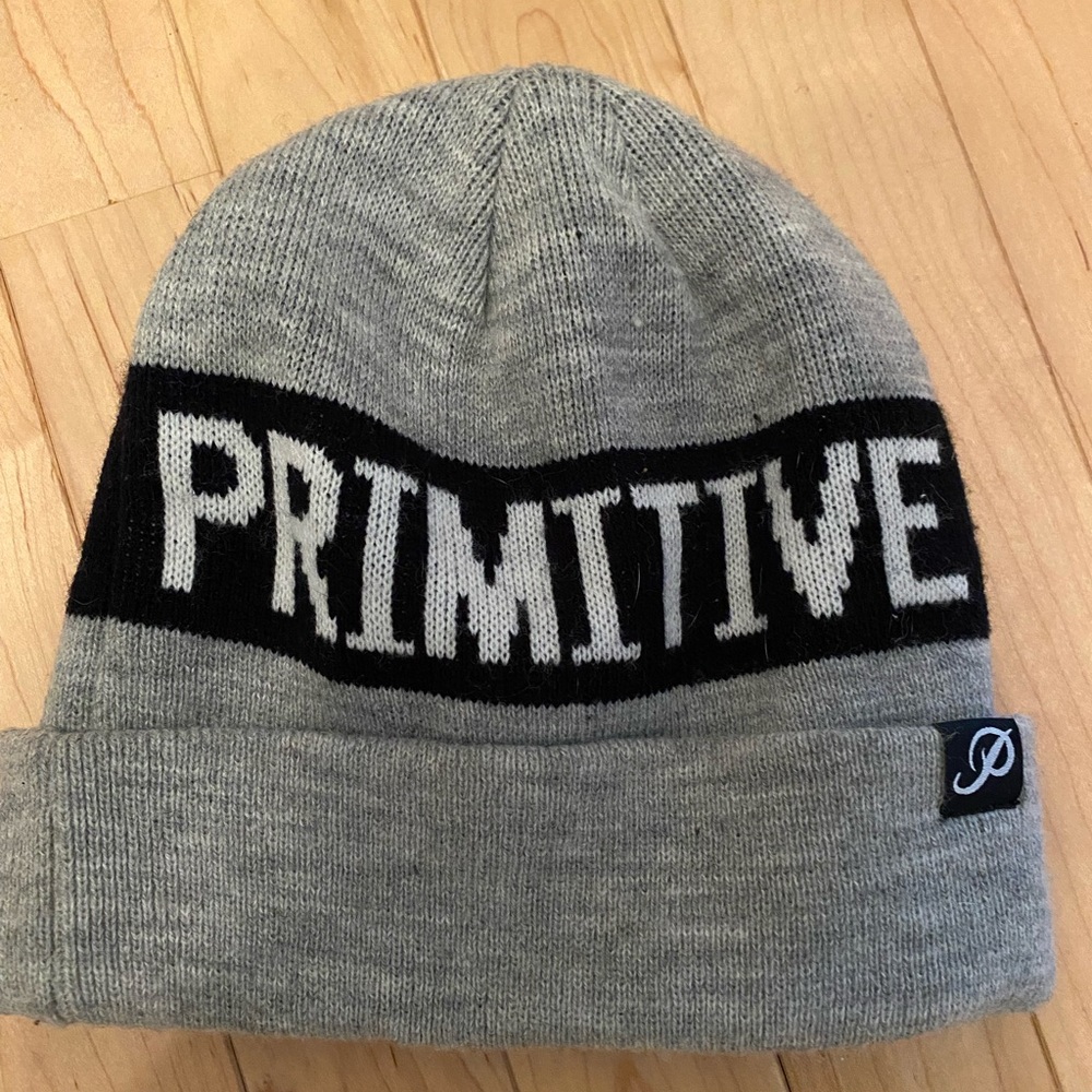 Gray and blue primitive hat